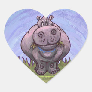 Hippopotamus Gifts & Accessories Heart Sticker