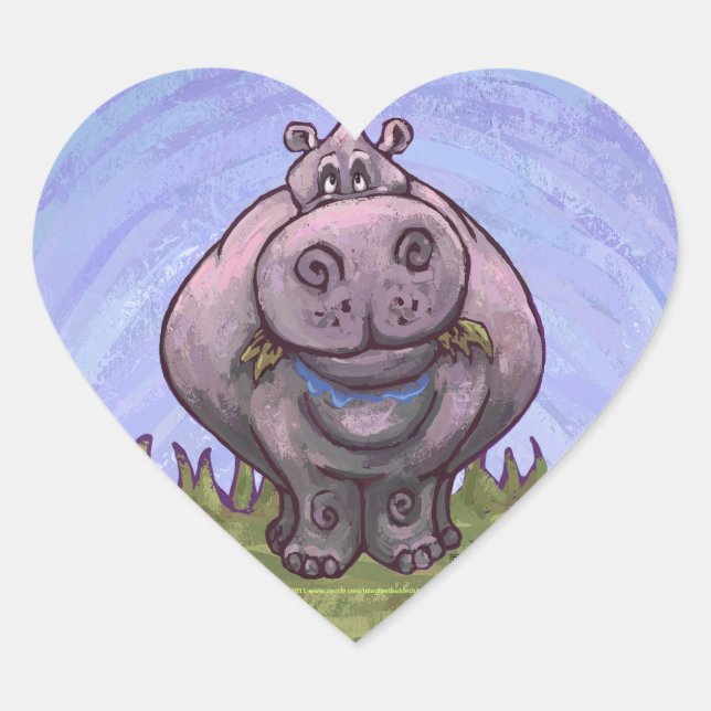 Hippopotamus Gifts & Accessories Heart Sticker (Front)