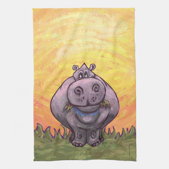 Hippopotamus Gifts & Accessories Tea Towel (Vertical)
