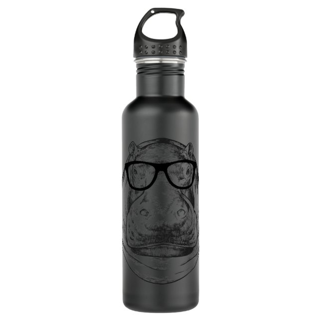 Hippopotamus Hippo Nerdy Glasses Hippopotamus 78 H 710 Ml Water Bottle (Front)