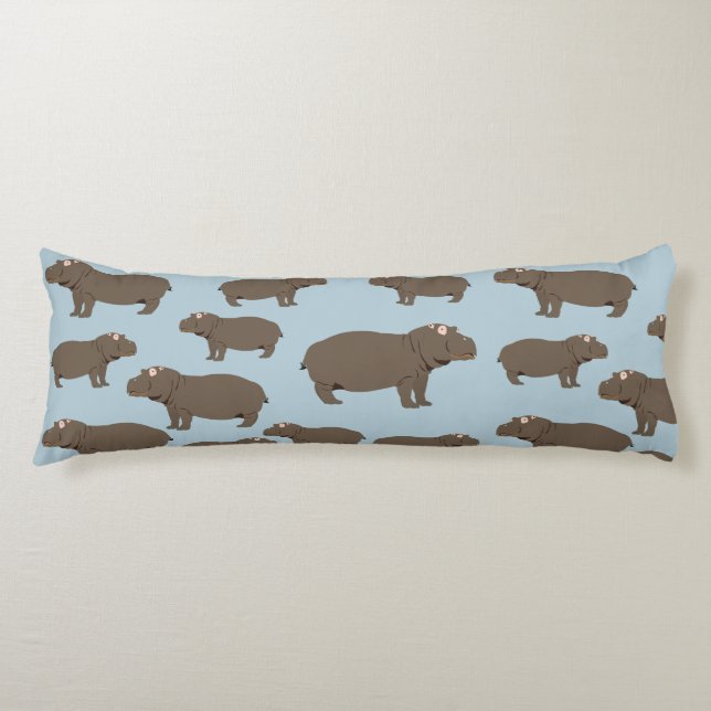 Hippopotamus Hippo Pattern  Body Cushion (Front)
