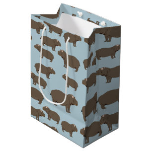 Hippopotamus Hippo Pattern  Medium Gift Bag