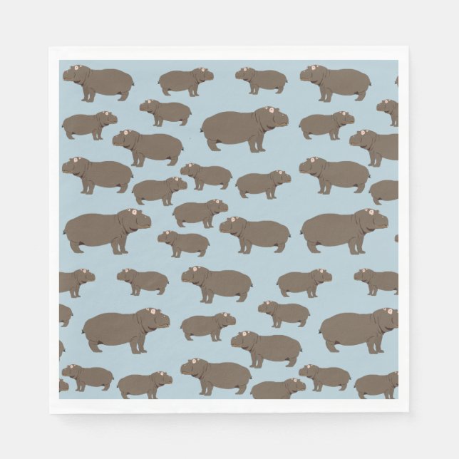 Hippopotamus Hippo Pattern Napkin (Front)
