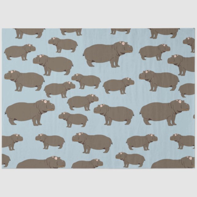 Hippopotamus Hippo Pattern  Tissue Paper (Front)