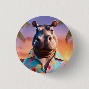 Hippopotamus Holiday 3 Cm Round Badge
