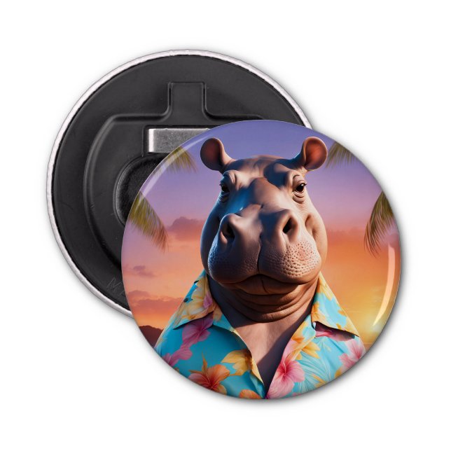 Hippopotamus Holiday Bottle Opener (Front)