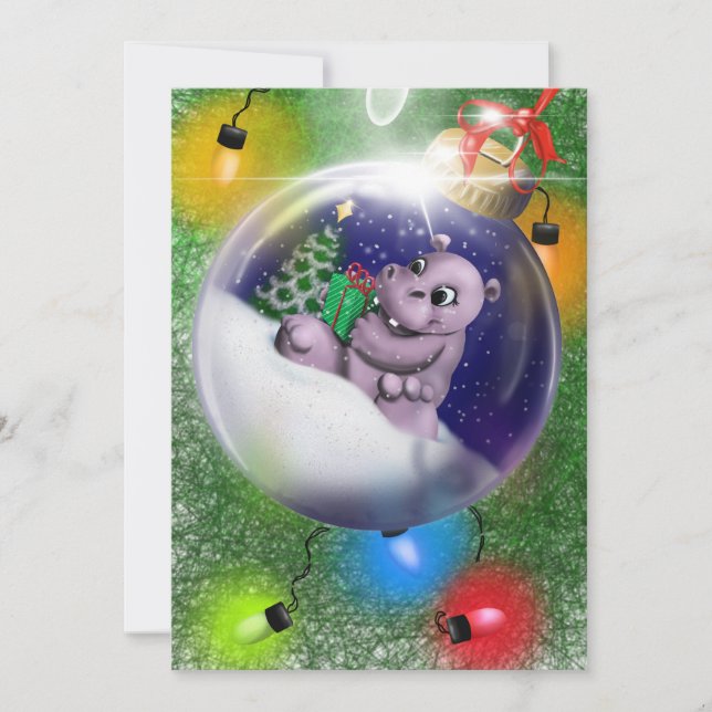 Hippopotamus holiday greeting card (Front)