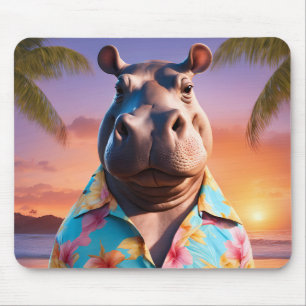 Hippopotamus Holiday Mouse Pad