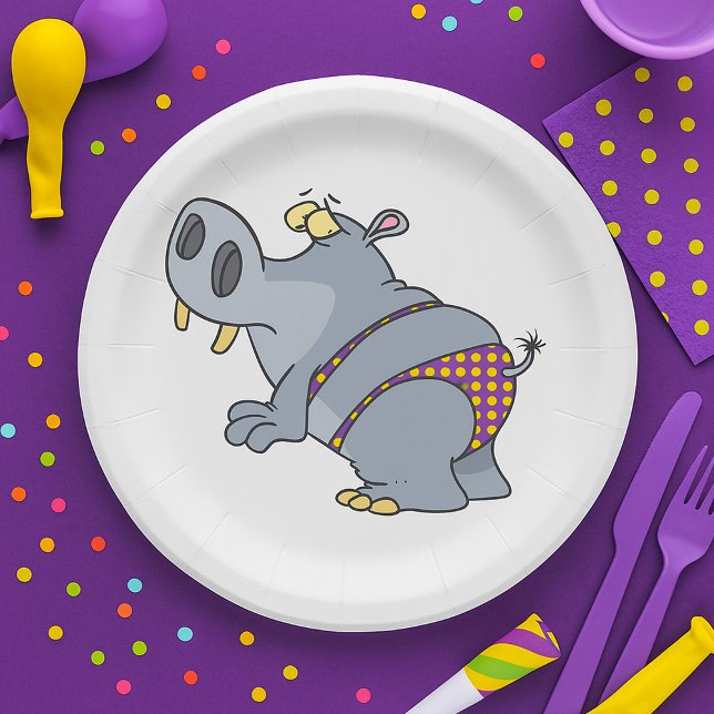 Hippopotamus In A Bikini Paper Plate (Creator Uploaded)