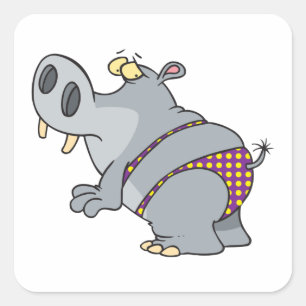 Hippopotamus In A Bikini Square Sticker