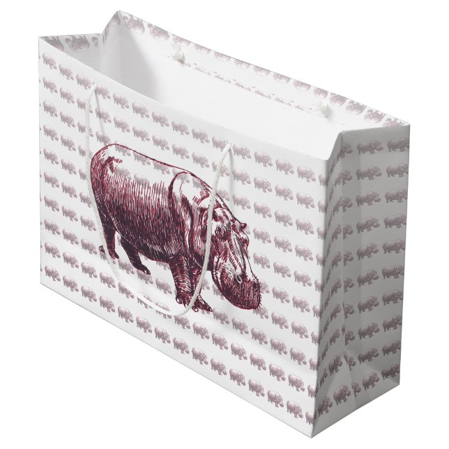 Hippopotamus Large Gift Bag (Front Angled)