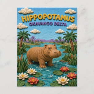 Hippopotamus Okavango Delta Modern KlayKoo Postcard
