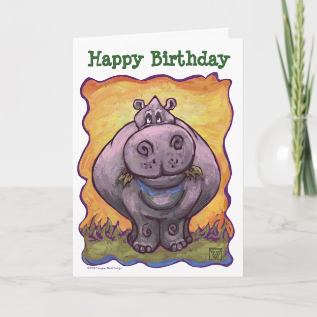 Hippopotamus Party Center Card (Front)