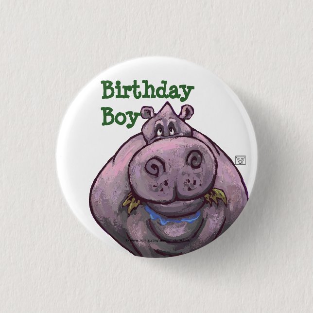Hippopotamus Party Centre 3 Cm Round Badge (Front)