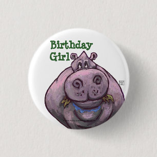 Hippopotamus Party Centre 3 Cm Round Badge