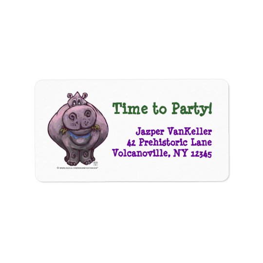 Hippopotamus Party Centre Address Label