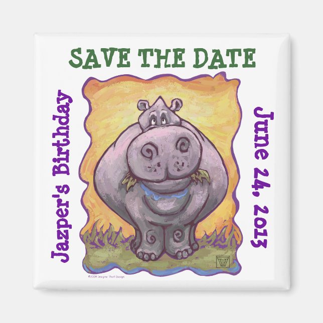 Hippopotamus Party Centre Magnet (Front)