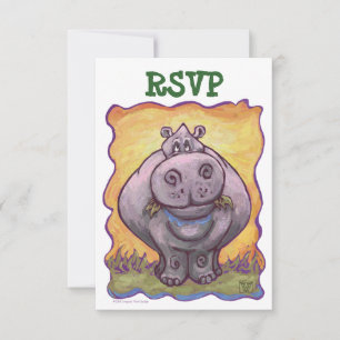 Hippopotamus Party Centre RSVP Card