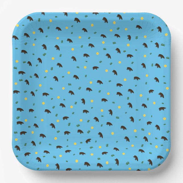 Hippopotamus pattern paper plate (Front)