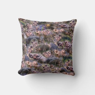 Hippopotamus Picture Collarge, Cushion