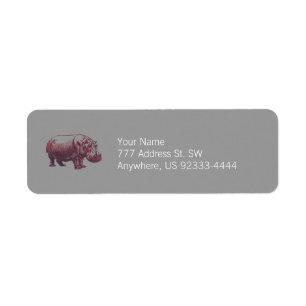 Hippopotamus Return Address Label