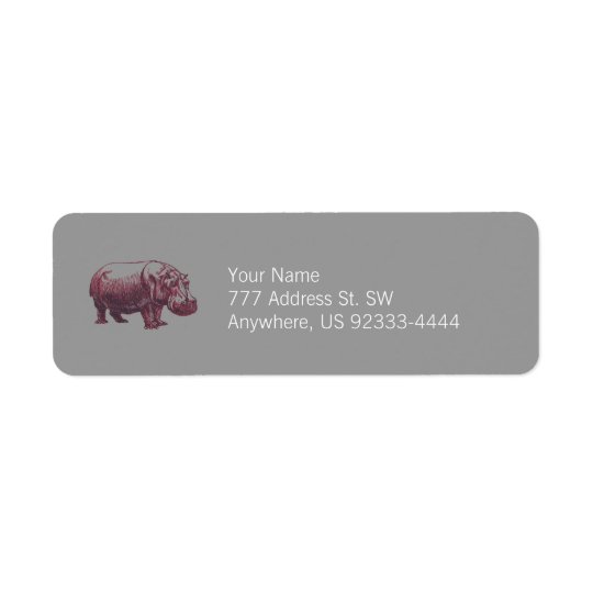 Hippopotamus Return Address Label