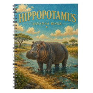 Hippopotamus Savanna River Watercolor GeoSaga Notebook