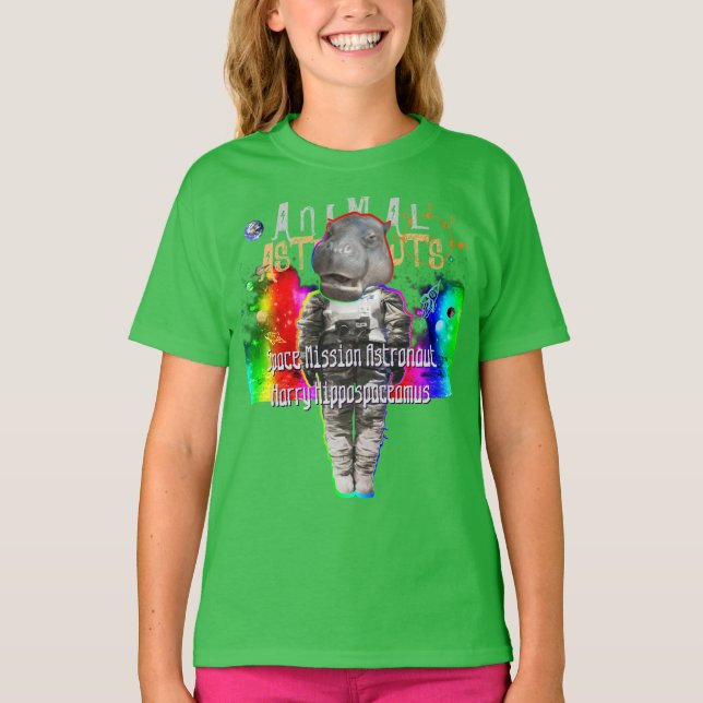 Hippopotamus Space Astronaut T-Shirt (Front)