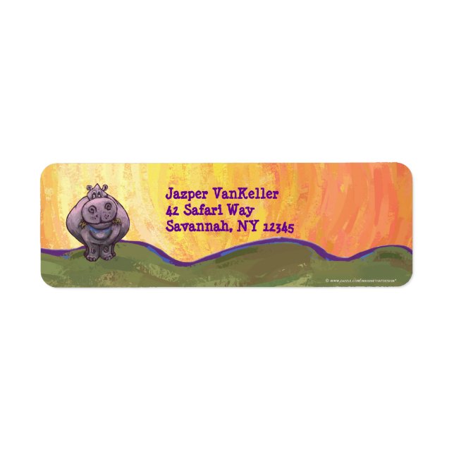 Hippopotamus Stationery Return Address Label (Front)