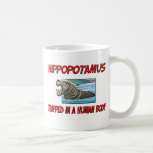 Hippopotamus trapped in a human body coffee mug