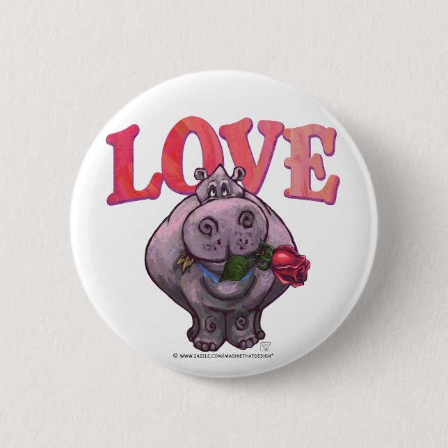 Hippopotamus Valentine's Day 6 Cm Round Badge (Front)