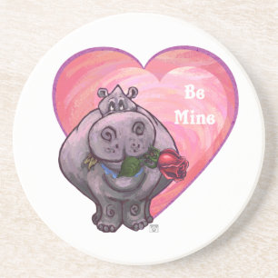 Hippopotamus Valentine's Day Coaster