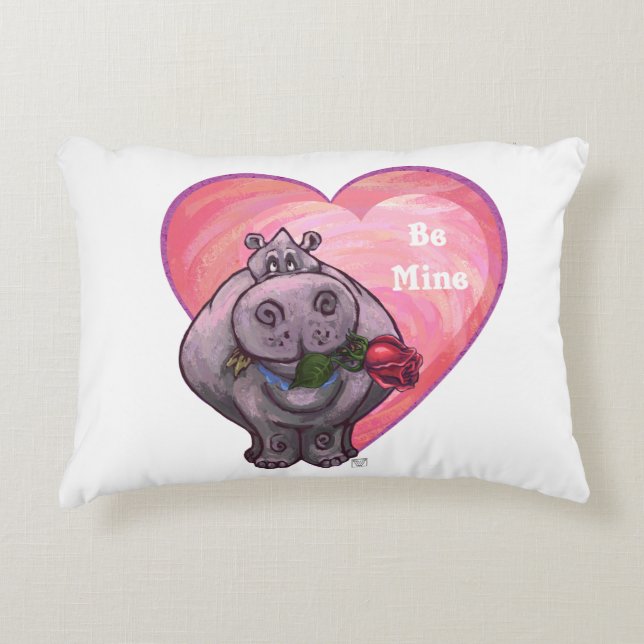 Hippopotamus Valentine's Day Decorative Cushion (Front)