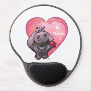 Hippopotamus Valentine's Day Gel Mouse Pad