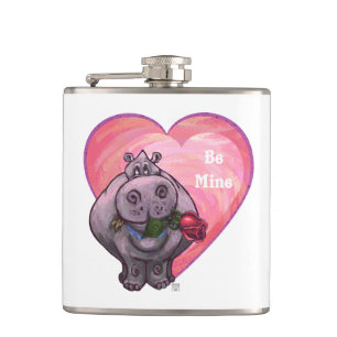 Hippopotamus Valentine's Day Hip Flask