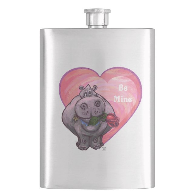 Hippopotamus Valentine's Day Hip Flask (Front)