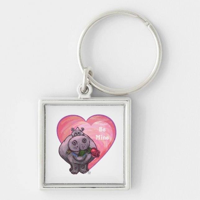 Hippopotamus Valentine's Day Key Ring (Front)