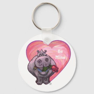 Hippopotamus Valentine's Day Key Ring