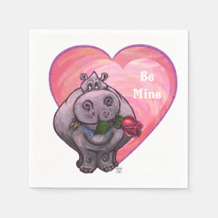 Hippopotamus Valentine's Day Napkin