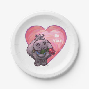 Hippopotamus Valentine's Day Paper Plate