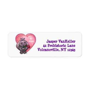 Hippopotamus Valentine's Day Return Address Label