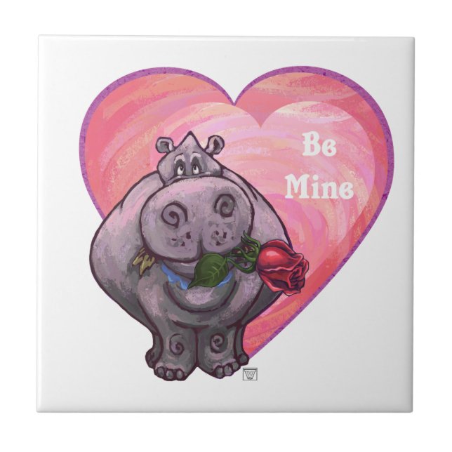 Hippopotamus Valentine's Day Tile (Front)