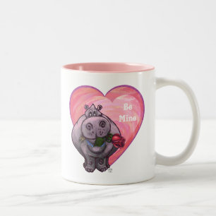 Hippopotamus Valentine's Day Two-Tone Coffee Mug