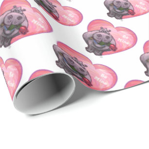 Hippopotamus Valentine's Day Wrapping Paper