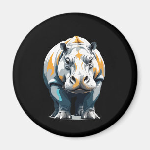 Hippopotamus Vector Art with Vibrant Colours Magnet