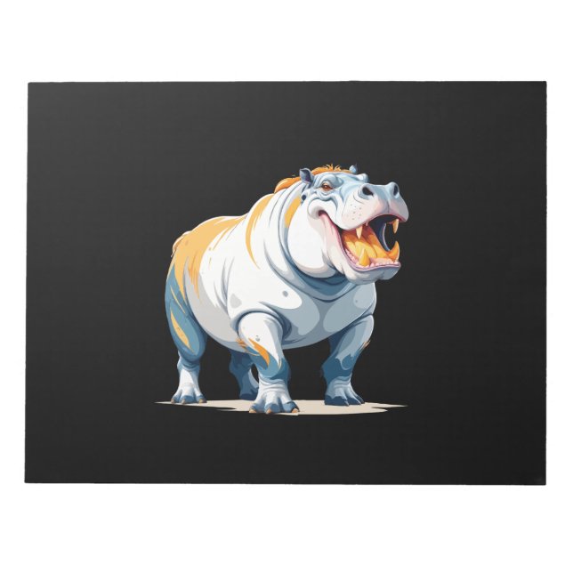 Hippopotamus Vector Art with Vibrant Colours Notepad (Front)