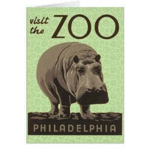 Hippopotamus vintage hippo zoo poster wpa 