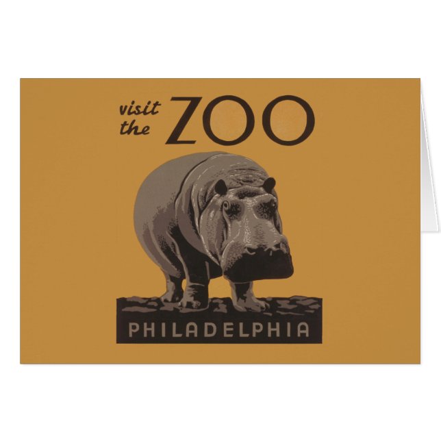 Hippopotamus vintage hippo zoo poster wpa  (Front Horizontal)