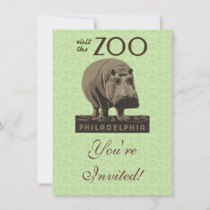 Hippopotamus vintage hippo zoo poster wpa  invitation