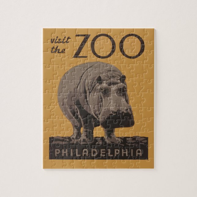 Hippopotamus vintage hippo zoo poster wpa  jigsaw puzzle (Vertical)